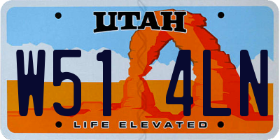 UT license plate W514LN