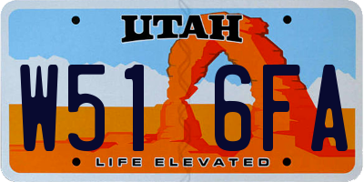 UT license plate W516FA