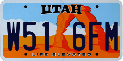 UT license plate W516FM