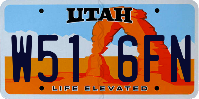 UT license plate W516FN