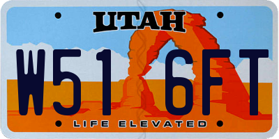 UT license plate W516FT