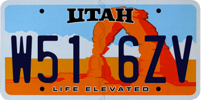 UT license plate W516ZV