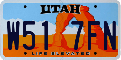 UT license plate W517FN