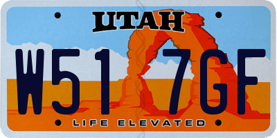 UT license plate W517GF