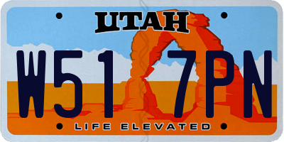 UT license plate W517PN