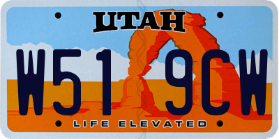 UT license plate W519CW