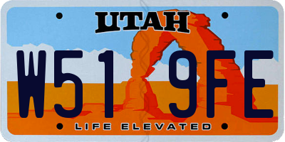 UT license plate W519FE