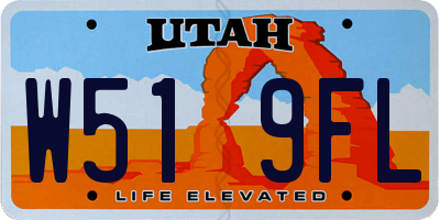 UT license plate W519FL