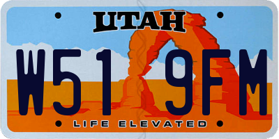 UT license plate W519FM