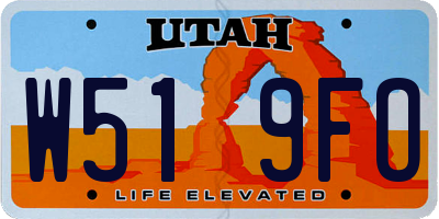 UT license plate W519FO