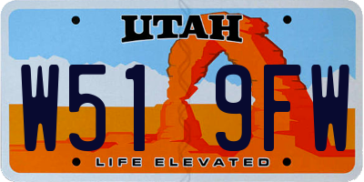 UT license plate W519FW