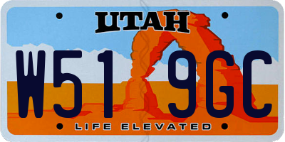 UT license plate W519GC