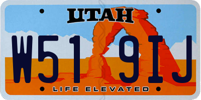UT license plate W519IJ