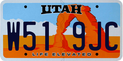 UT license plate W519JC