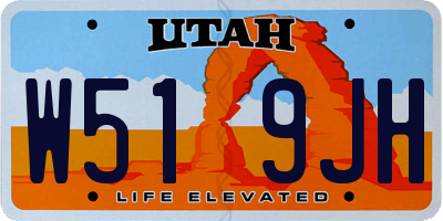 UT license plate W519JH