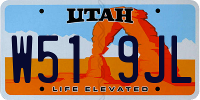 UT license plate W519JL