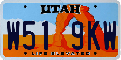 UT license plate W519KW