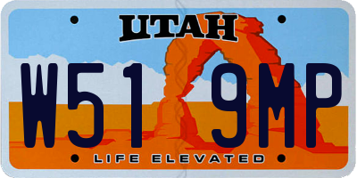 UT license plate W519MP