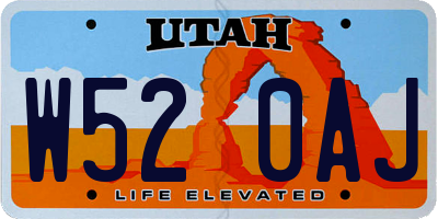 UT license plate W520AJ