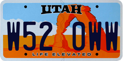 UT license plate W520WW