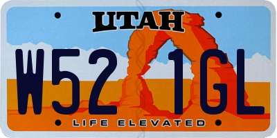UT license plate W521GL
