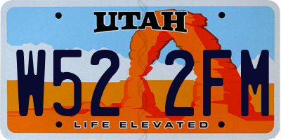 UT license plate W522FM