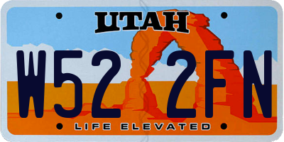 UT license plate W522FN