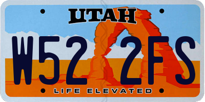 UT license plate W522FS