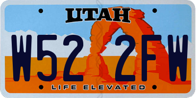 UT license plate W522FW