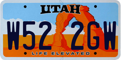 UT license plate W522GW