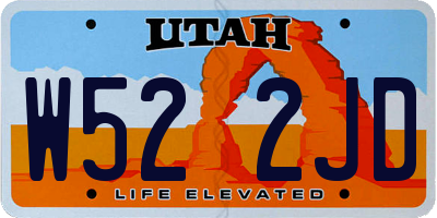 UT license plate W522JD