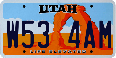 UT license plate W534AM