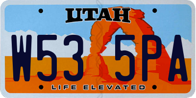 UT license plate W535PA