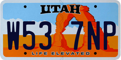 UT license plate W537NP