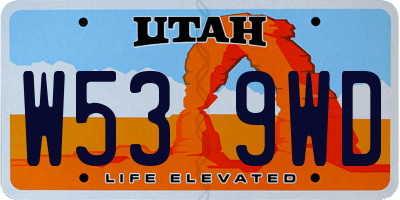UT license plate W539WD