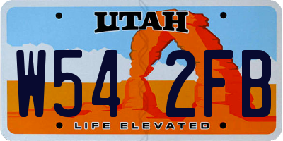 UT license plate W542FB