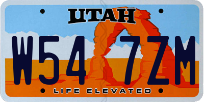 UT license plate W547ZM