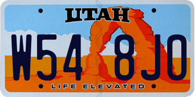 UT license plate W548JO