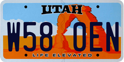 UT license plate W580EN