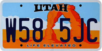 UT license plate W585JC
