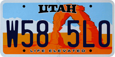 UT license plate W585LO