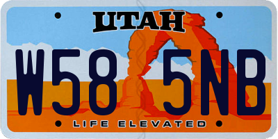 UT license plate W585NB