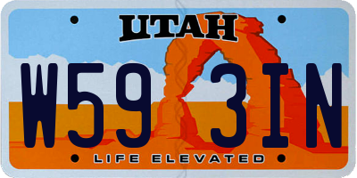 UT license plate W593IN