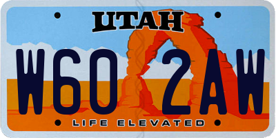 UT license plate W602AW