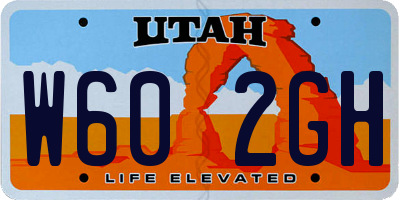 UT license plate W602GH