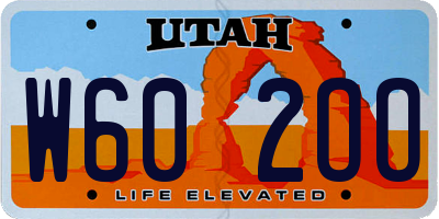 UT license plate W602OO