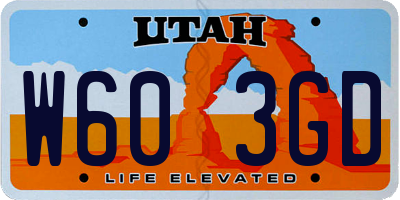 UT license plate W603GD