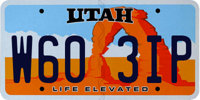 UT license plate W603IP