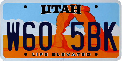 UT license plate W605BK