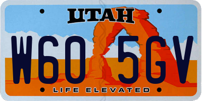 UT license plate W605GV